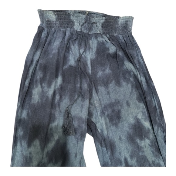 Y2K Mudd Acid Wash Flowy Wide Leg Pants – Lace Hem & Drawstring Waist size M - Picture 5 of 5